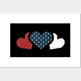 American Flag Valentine's Day Hearts 4th of July Posters and Art